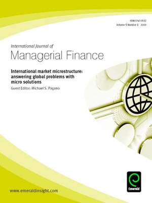 cover image of International Journal of Managerial Finance, Volume 5, Issue 1